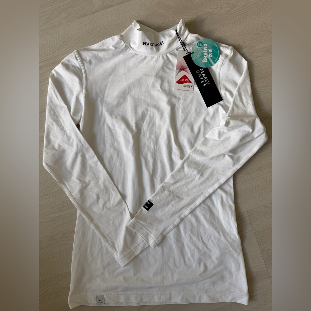 Pearly Gates White Golf Top Mock Neck long sleeve
